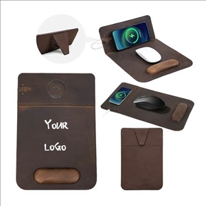 Charging Leather Mousepad With Phone Stand And Wrist Rest
